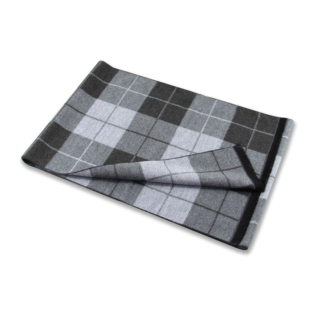 Écharpe chaude classique à carreaux pour homme avec pompons - image 11