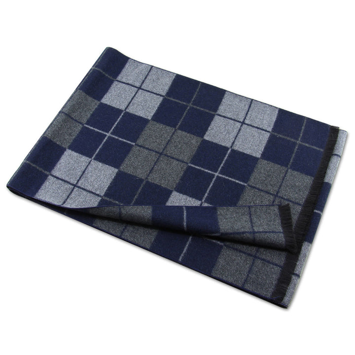 Écharpe chaude classique à carreaux pour homme avec pompons - image 3