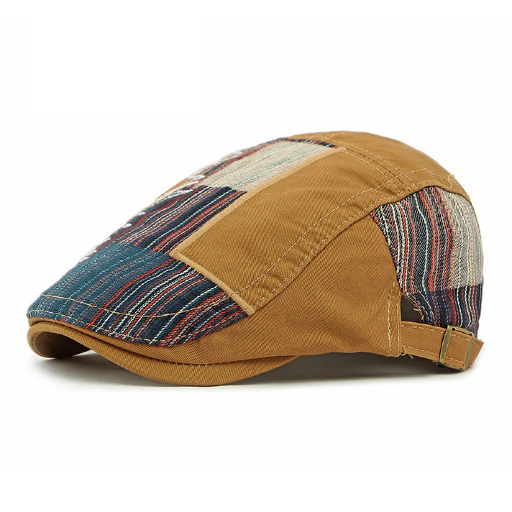 Béret d'hiver patchwork rétro coloré pour homme - Kaki - Réglable (21 5/8"-23 5/8") - image 6