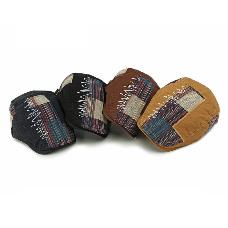 Béret d'hiver patchwork rétro coloré pour homme - image 7