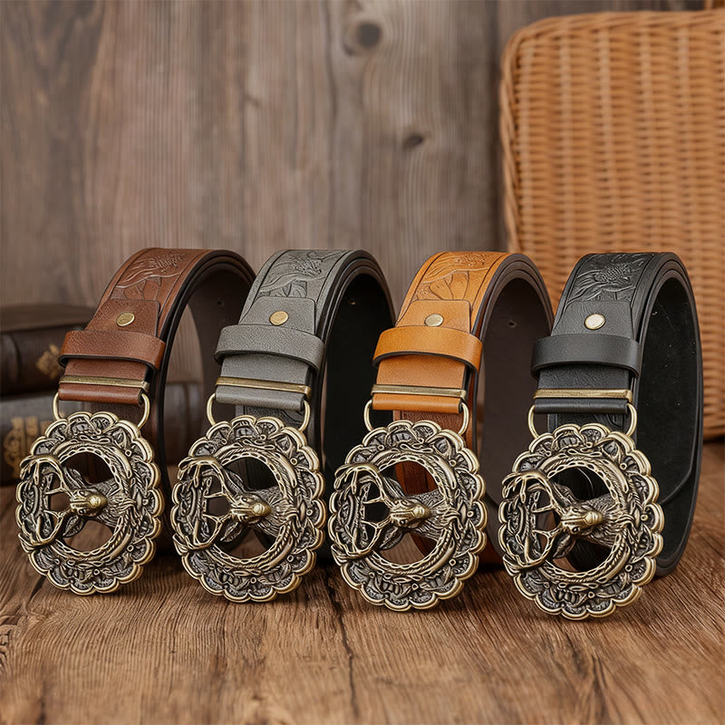 Ceinture pour homme avec boucle en forme de tête de cerf en relief - image 1