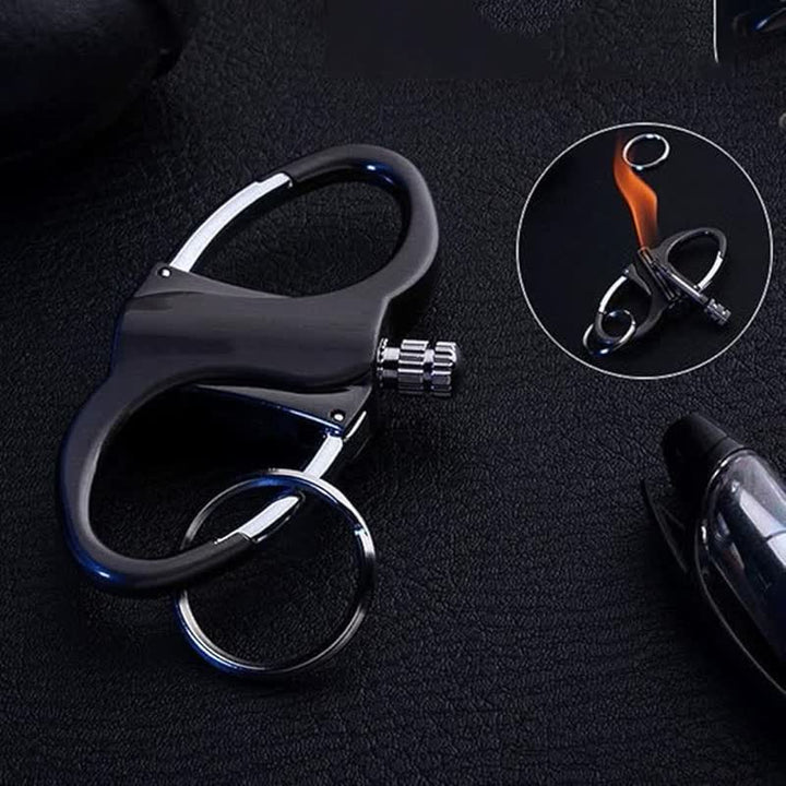 Briquet à pétrole réutilisable avec porte-clés allumettes à double anneau - Noir - image 0