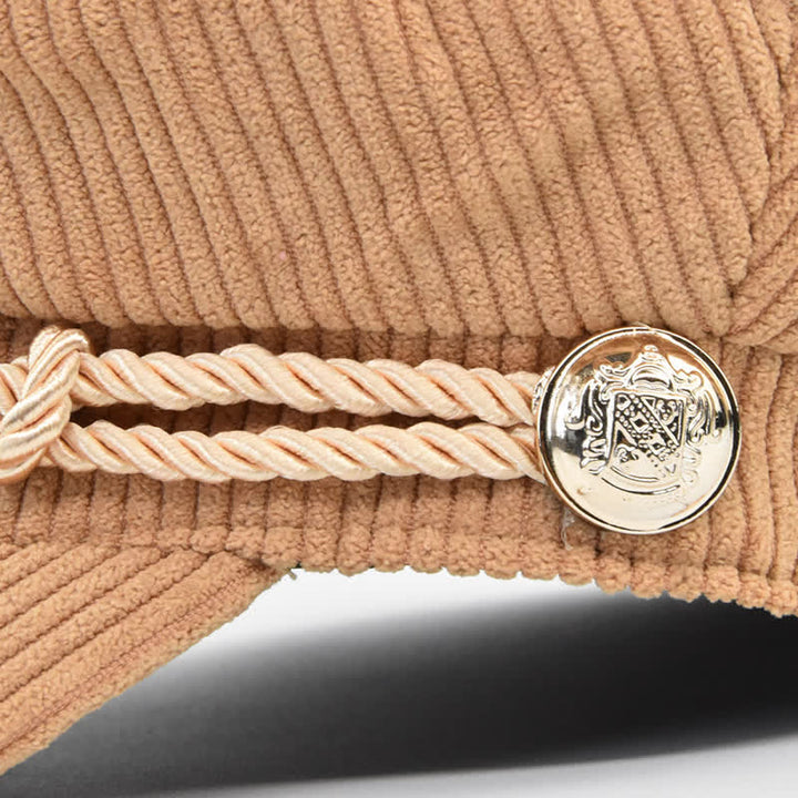 Béret style marin en velours côtelé avec bandeau en corde tressée - image 5