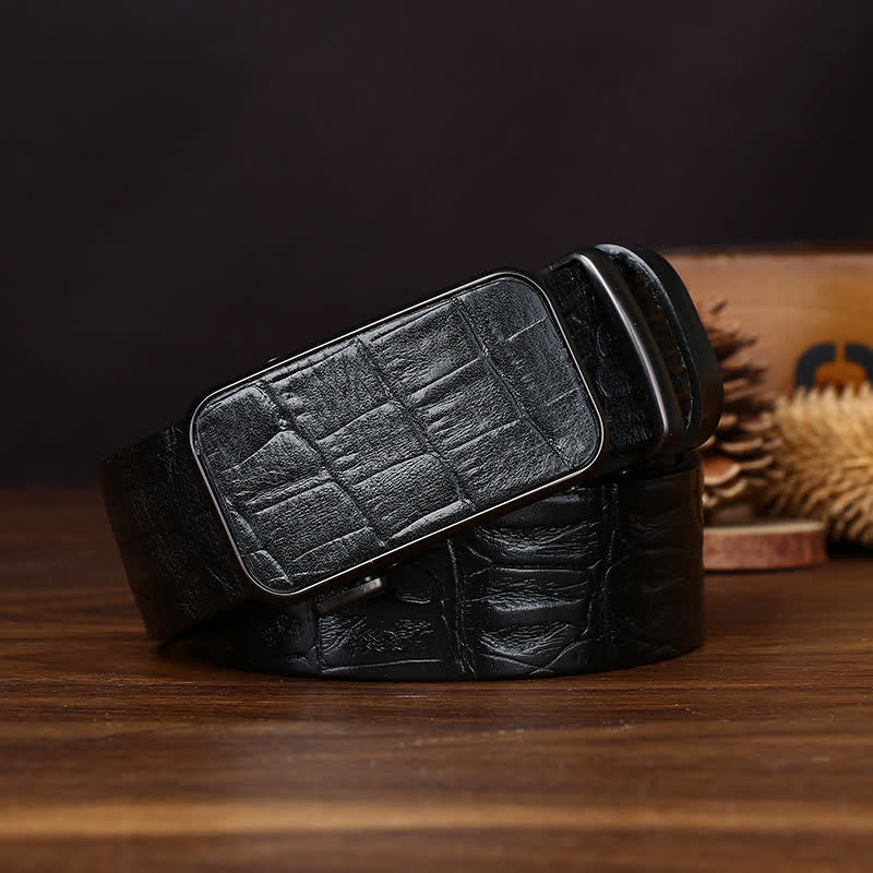 Ceinture en cuir à boucle automatique en cuir embossé crocodile audacieux - image 10