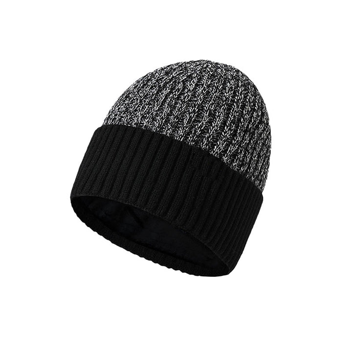 Bonnet d'hiver chaud pour homme, doublé polaire, en maille. - Noir - Réglable (environ 55 à 59 cm) - image 2