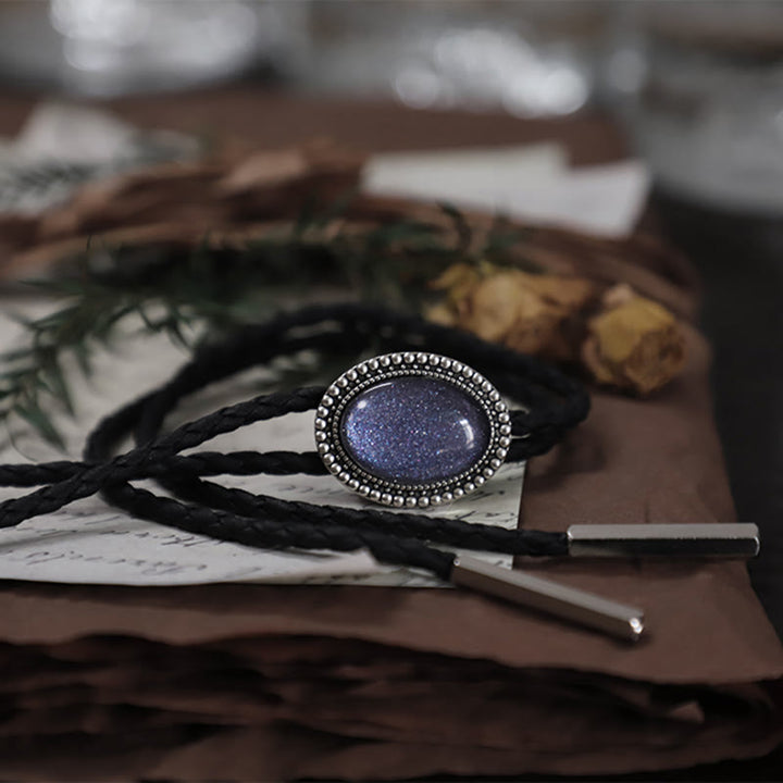 Cravates bolo rétro en métal à paillettes violettes - image 5