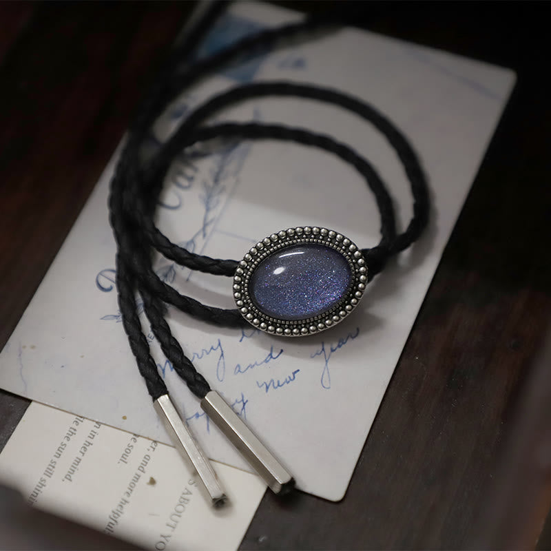 Cravates bolo rétro en métal à paillettes violettes - image 4