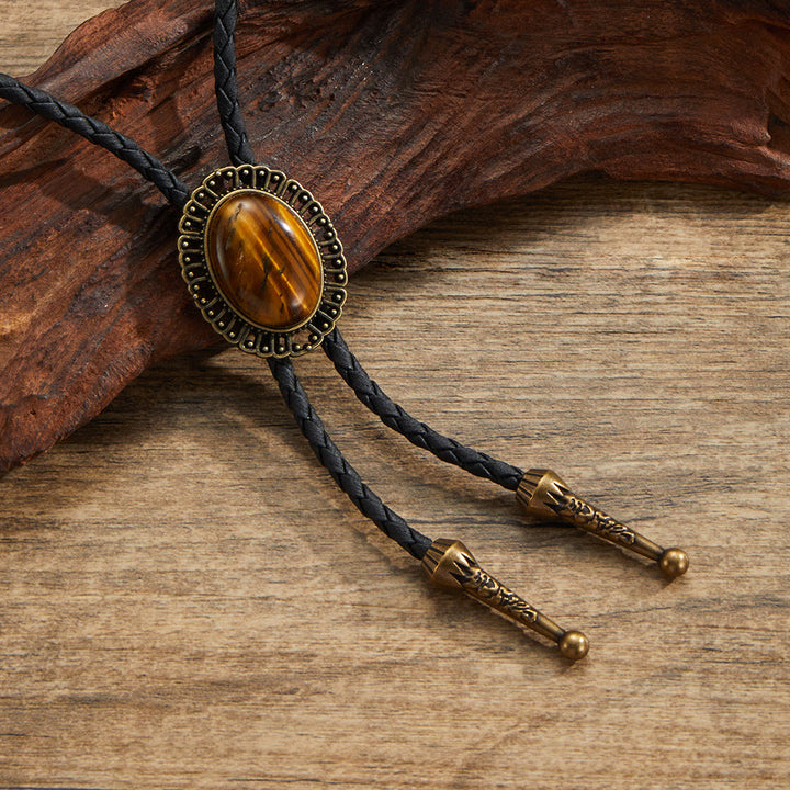 Cravates bolo rétro en métal et pierres précieuses naturelles assorties - Style n° 4 - image 4