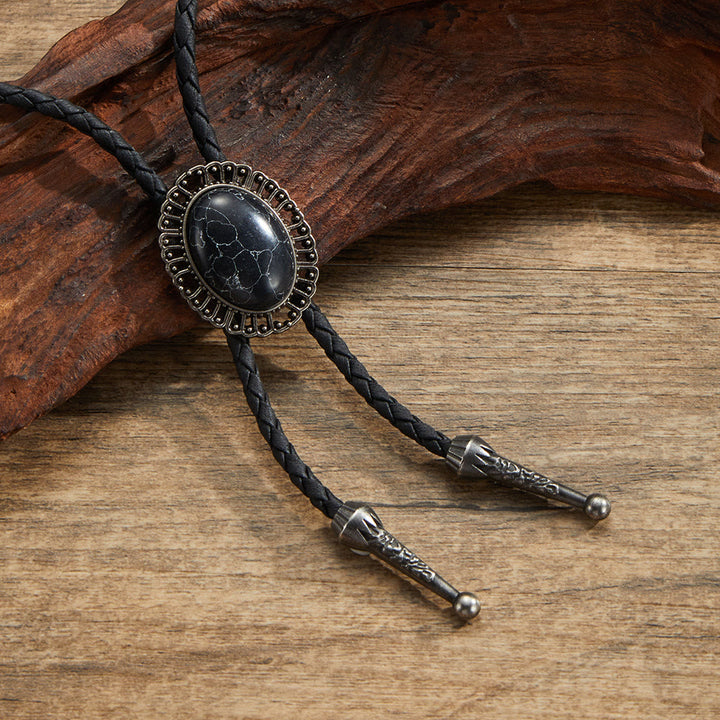 Cravates bolo rétro en métal et pierres précieuses naturelles assorties - Style n° 5 - image 5