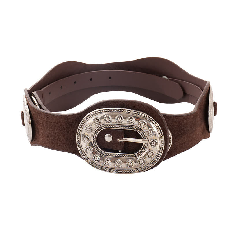 Ceinture en cuir suédé ornée d'une boucle vintage élégante pour femme - image 4