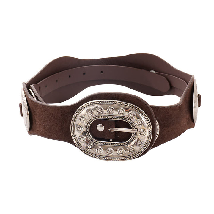 Ceinture en cuir suédé ornée d'une boucle vintage élégante pour femme - image 4