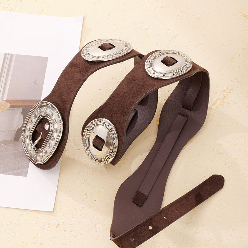 Ceinture en cuir suédé ornée d'une boucle vintage élégante pour femme - image 1