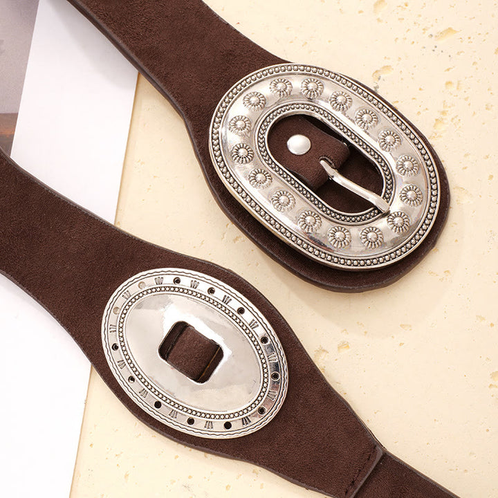 Ceinture en cuir suédé ornée d'une boucle vintage élégante pour femme - image 2