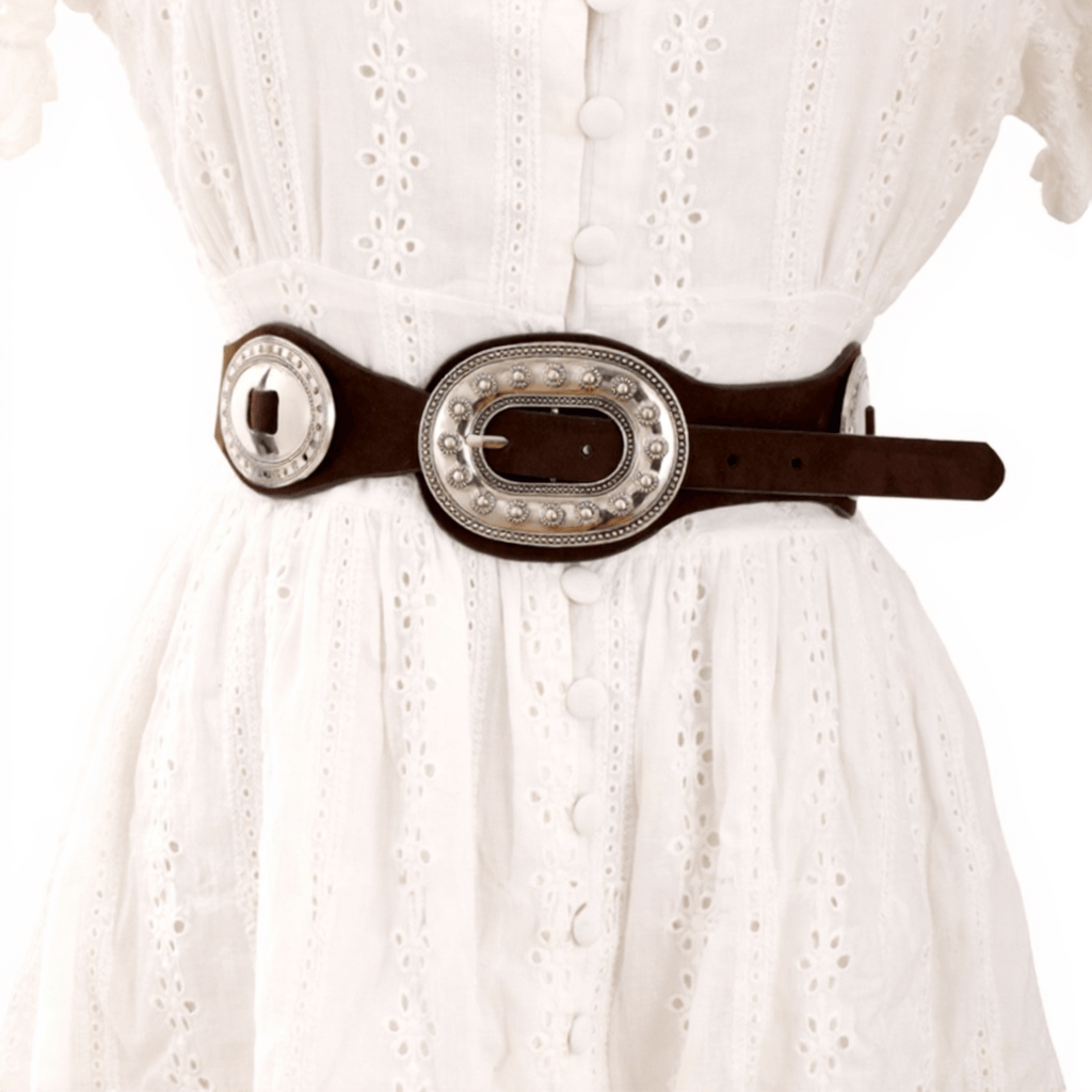 Ceinture en cuir suédé ornée d'une boucle vintage élégante pour femme - image 3