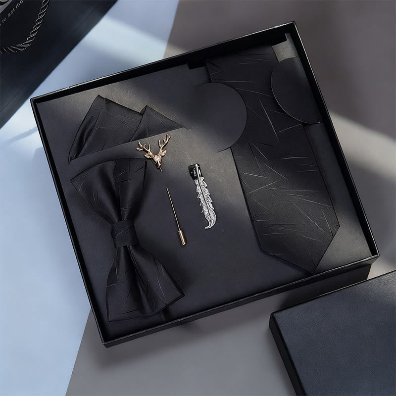Ensemble de 5 pièces pour homme : nœud papillon, pochette, broche et cravate. - Style n° 1 - image 0