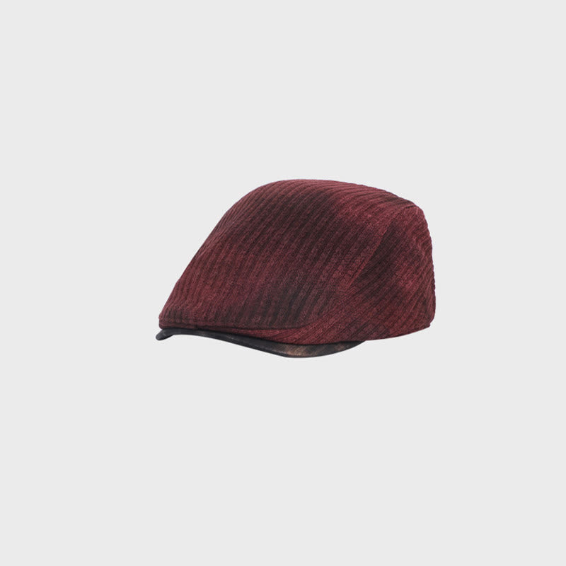 Béret d'hiver rétro en velours côtelé tie-dye pour homme - Bourgogne - Réglable (21 1/4"-22 7/8") - image 8