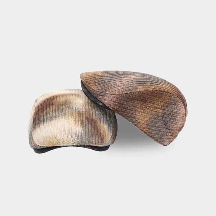 Béret d'hiver rétro en velours côtelé tie-dye pour homme - image 5