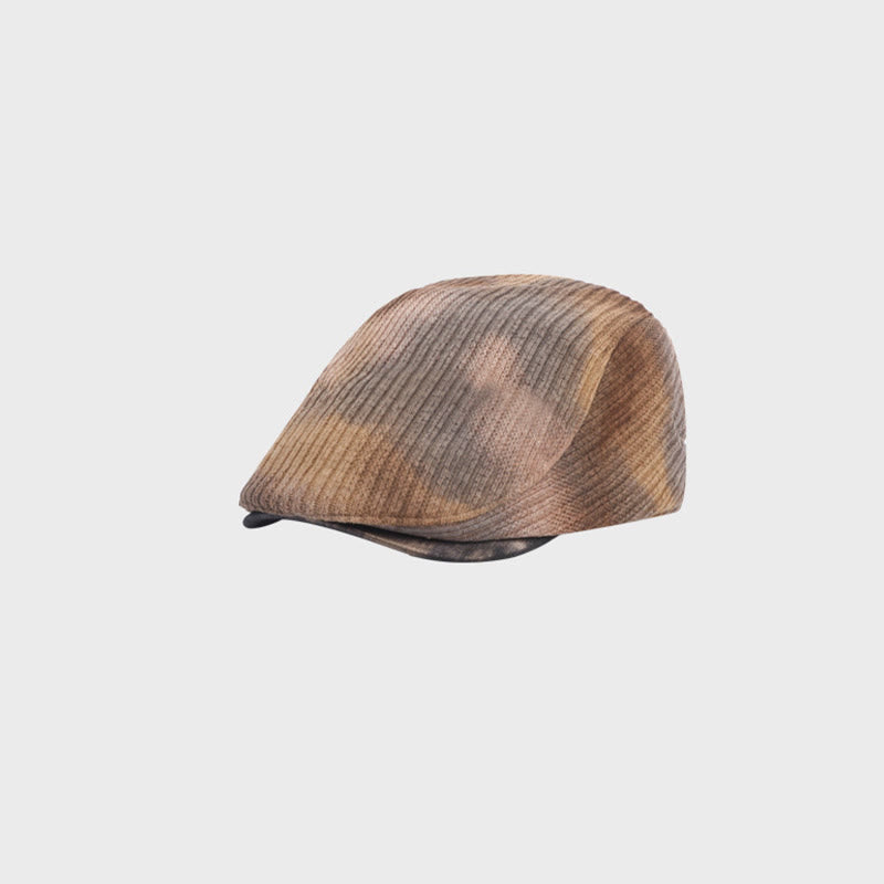Béret d'hiver rétro en velours côtelé tie-dye pour homme - Brun - Réglable (21 1/4"-22 7/8") - image 6