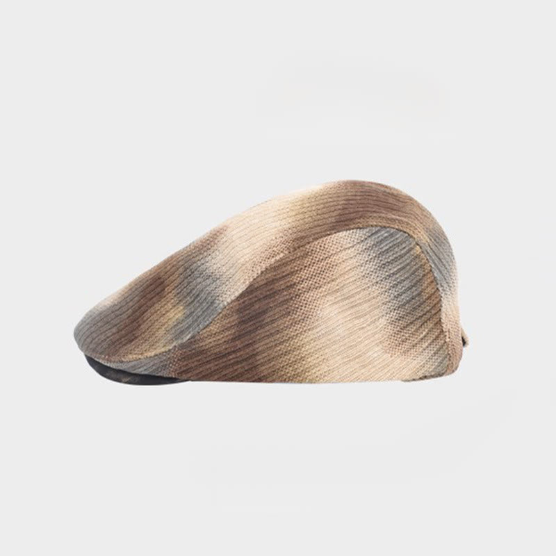 Béret d'hiver rétro en velours côtelé tie-dye pour homme - image 2