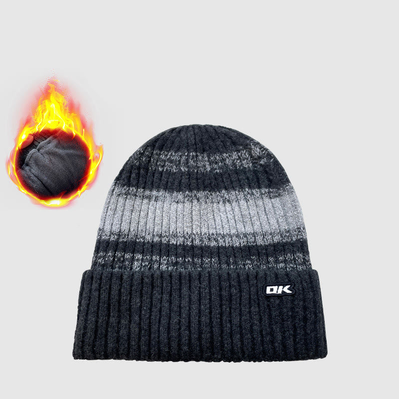 Bonnet rayé en maille doublé polaire pour homme - Gris foncé - Réglable (21 1/4"-22 7/8") - image 2