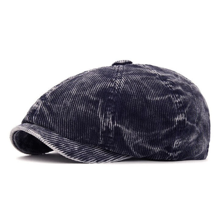 Béret gavroche en velours côtelé uni d'inspiration rétro - Marine - Réglable (22 1/2"-24") - image 8
