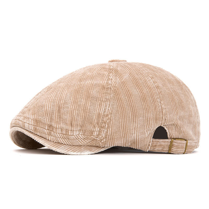 Béret vintage en velours côtelé délavé avec boucle réglable - Kaki - Réglable (22 1/2"-24") - image 11