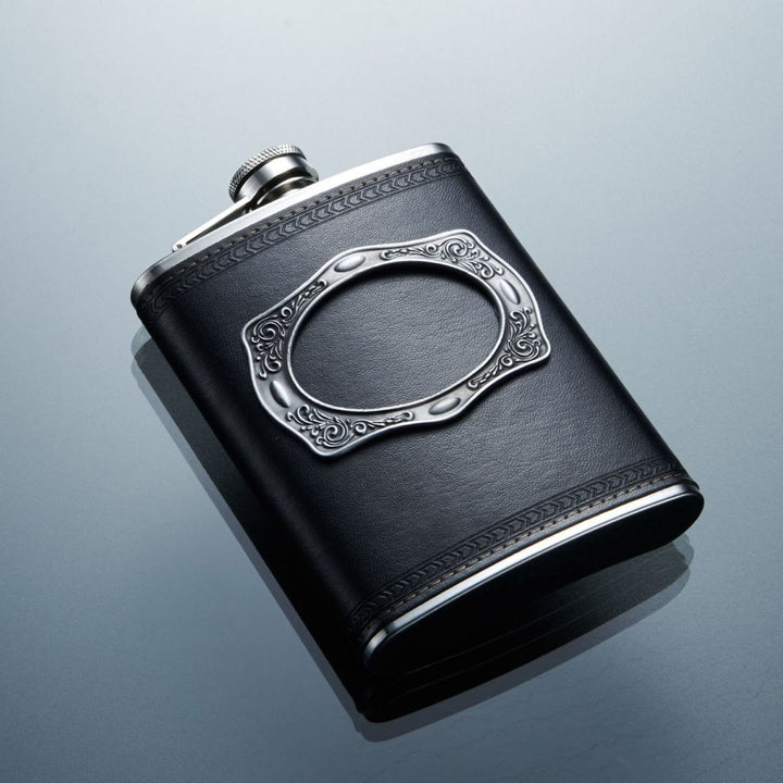Gourde portable rétro pour homme, en acier inoxydable et cuir, de 237 ml (8 oz). - Style n° 1 - 8 oz - image 0