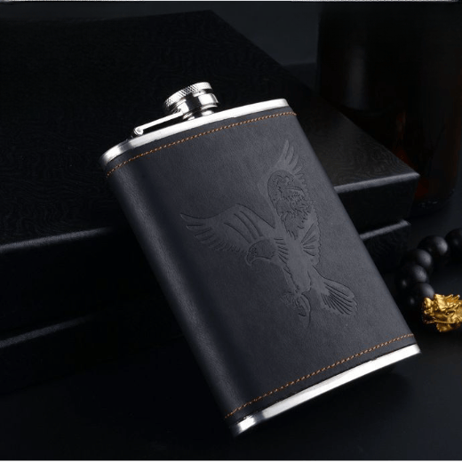 Gourde portable rétro pour homme, en acier inoxydable et cuir, de 237 ml (8 oz). - Style n° 2 - 8 oz - image 1