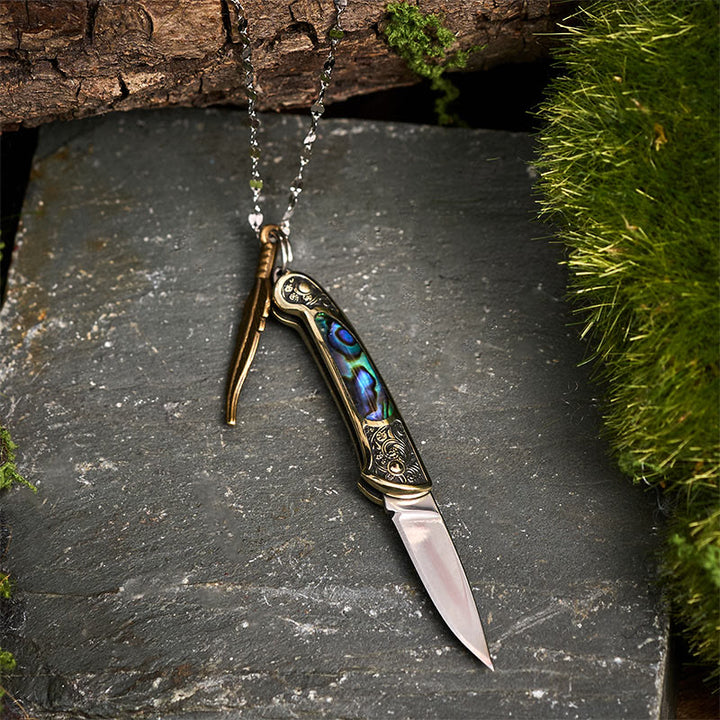 Outil d'extérieur exquis : couteau pliant et collier pendentif plume - image 7