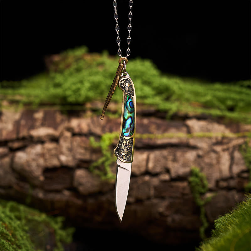 Outil d'extérieur exquis : couteau pliant et collier pendentif plume - image 5