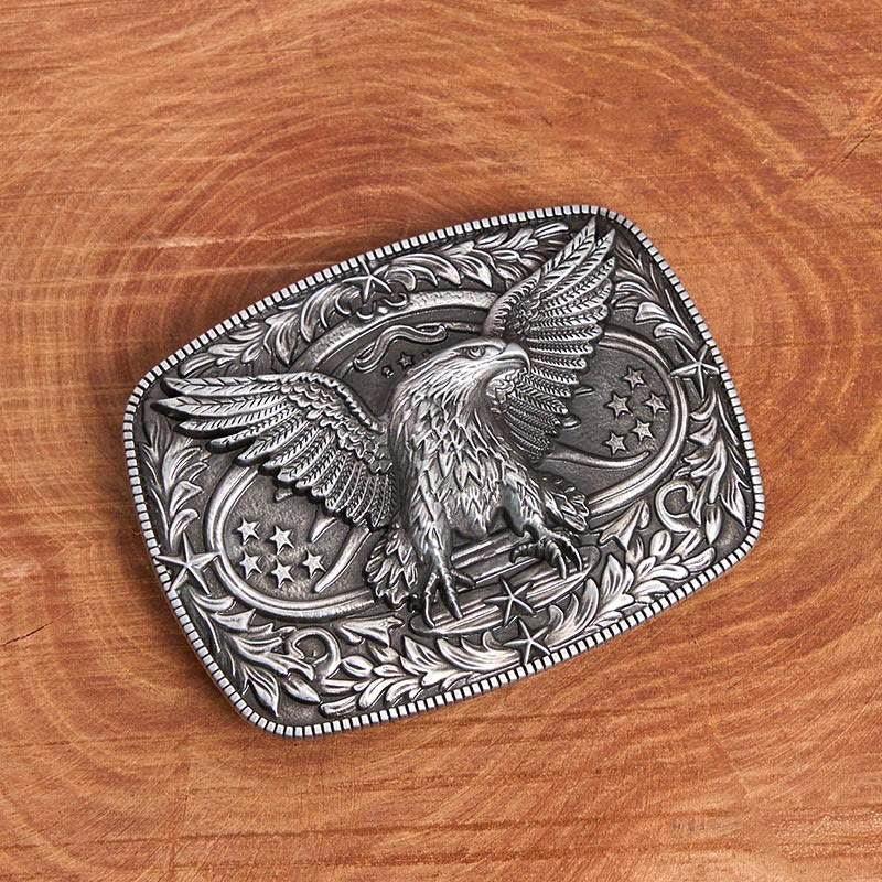 Ceinture en cuir pour homme avec boucle aigle 3D bronze vintage - image 3