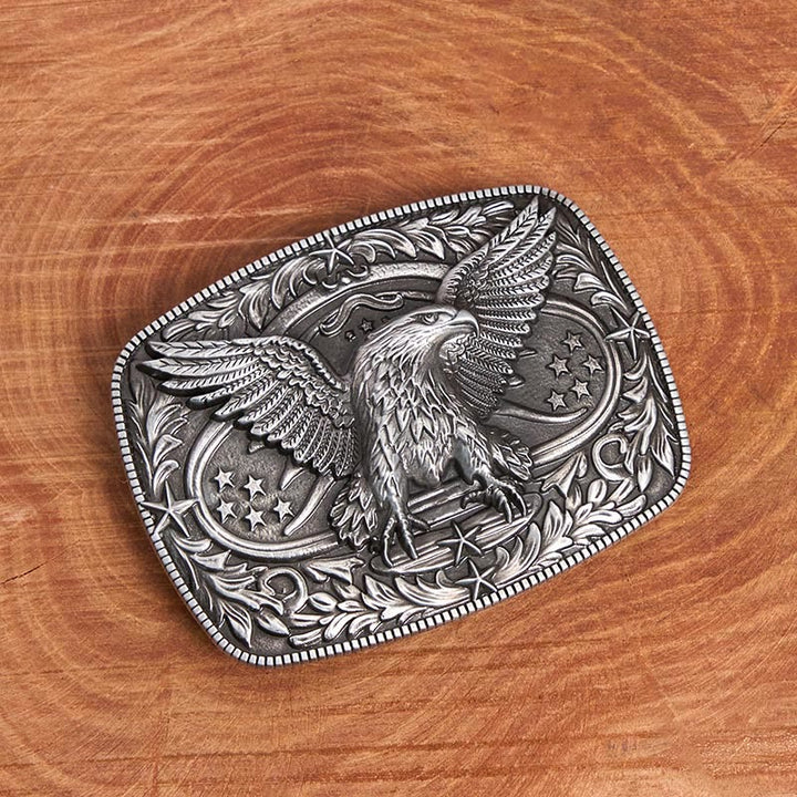 Ceinture en cuir pour homme avec boucle aigle 3D bronze vintage - image 3