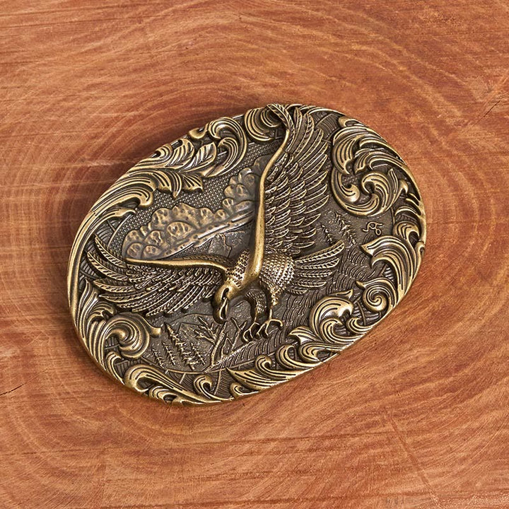 Ceinture en cuir pour homme avec boucle en cuir et aigle volant en relief style western - image 3