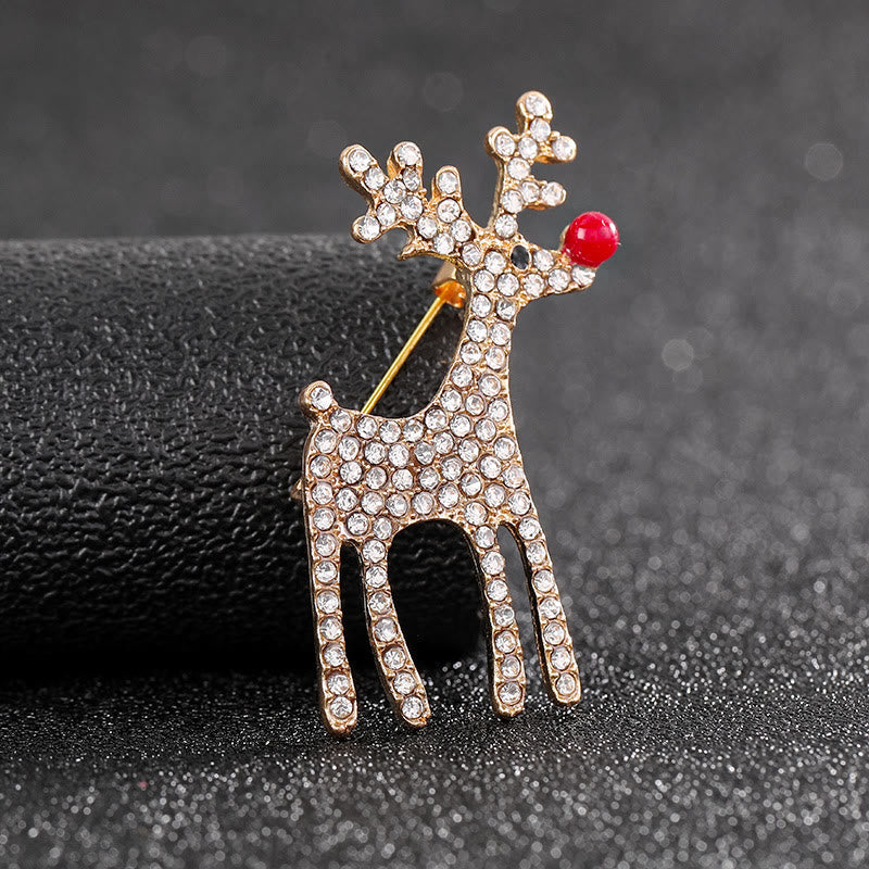 Broche festive renne bicolore ornée de diamants, pleine de charme - Doré - image 2