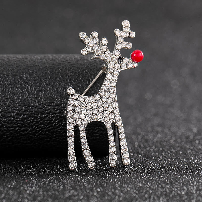 Broche festive renne bicolore ornée de diamants, pleine de charme - Argenté - image 3