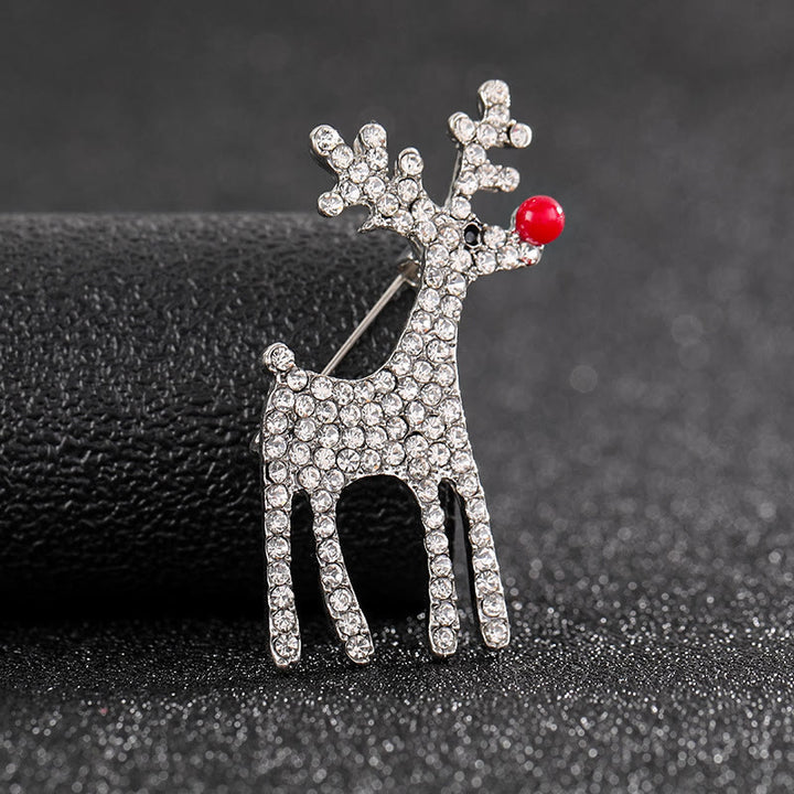 Broche festive renne bicolore ornée de diamants, pleine de charme - Argenté - image 3