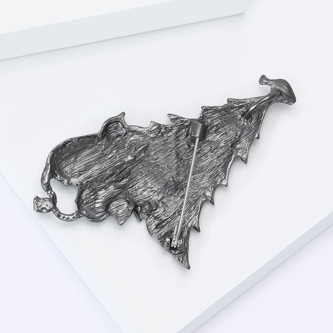 Broche bicolore festive en émail représentant un sapin de Noël avec chat et poisson - image 11