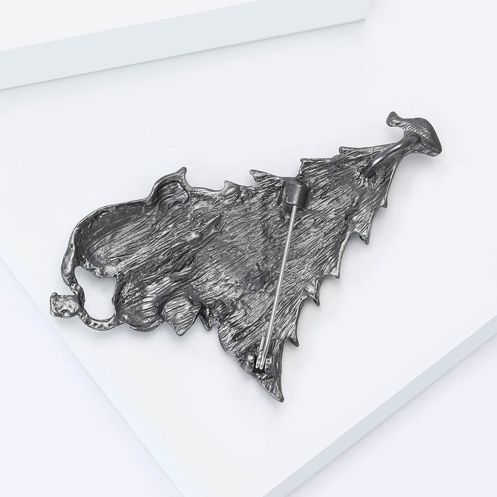 Broche bicolore festive en émail représentant un sapin de Noël avec chat et poisson - image 11