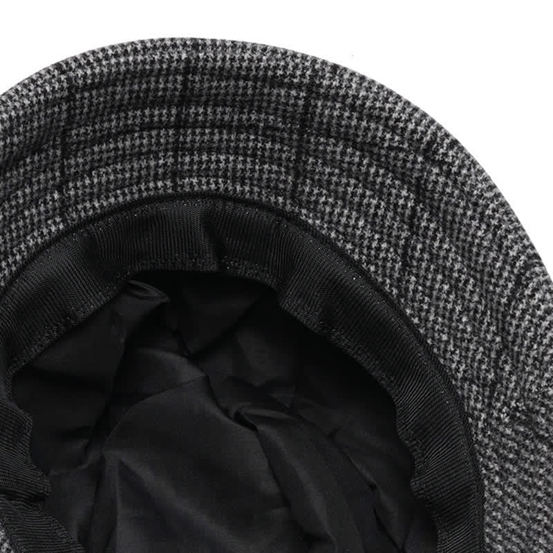 Béret chaud à carreaux pour femme avec nœud papillon décoratif - image 3