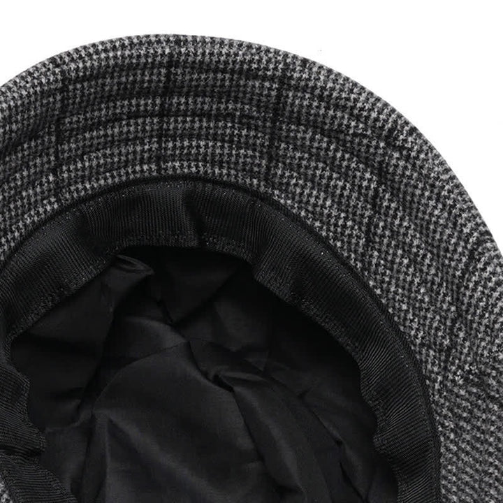 Béret chaud à carreaux pour femme avec nœud papillon décoratif - image 3