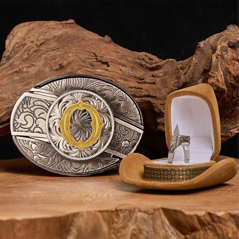 Ensemble de boucle de ceinture et anneau fonctionnel avec couteau caché et initiales (à faire soi-même) - O - Sans ceinture - image 20