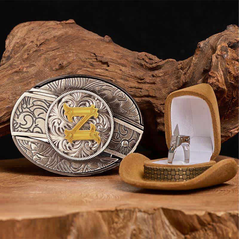 Ensemble de boucle de ceinture et anneau fonctionnel avec couteau caché et initiales (à faire soi-même) - Z - Sans ceinture - image 31