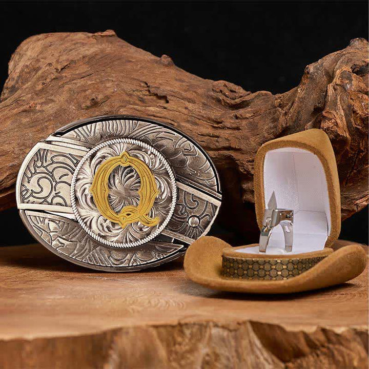 Ensemble de boucle de ceinture et anneau fonctionnel avec couteau caché et initiales (à faire soi-même) - Q - Sans ceinture - image 22