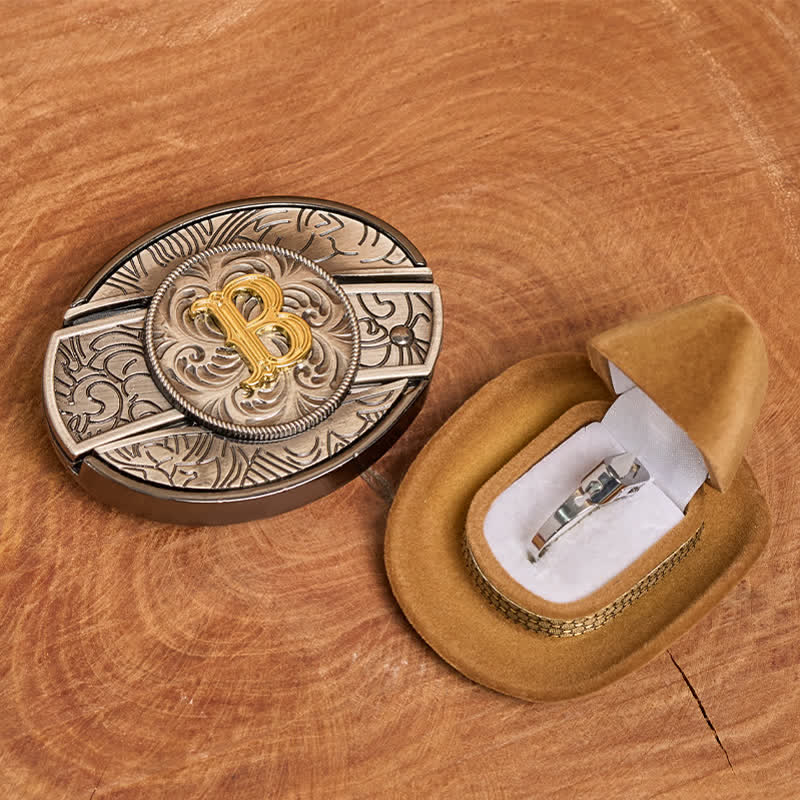 Ensemble de boucle de ceinture et anneau fonctionnel avec couteau caché et initiales (à faire soi-même) - image 2