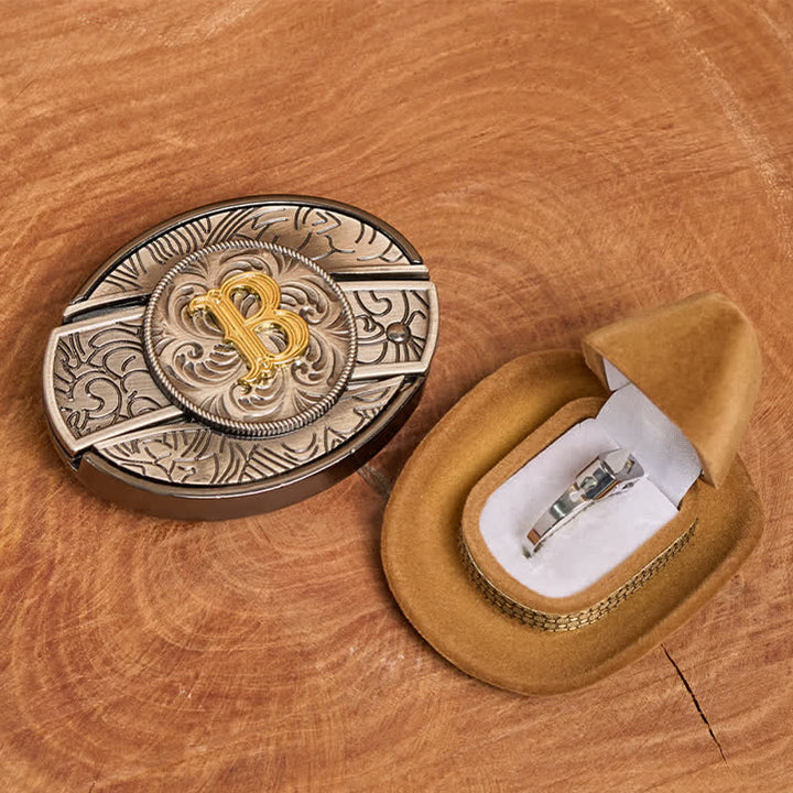 Ensemble de boucle de ceinture et anneau fonctionnel avec couteau caché et initiales (à faire soi-même) - image 2