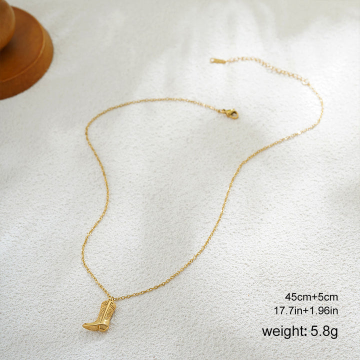 Collier pendentif exquis en forme de botte de cowboy dorée et d'étoiles. - Style n° 3 - image 5