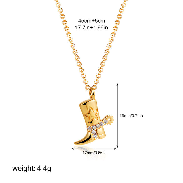 Collier pendentif exquis en forme de botte de cowboy dorée et d'étoiles. - Style n° 5 - image 7