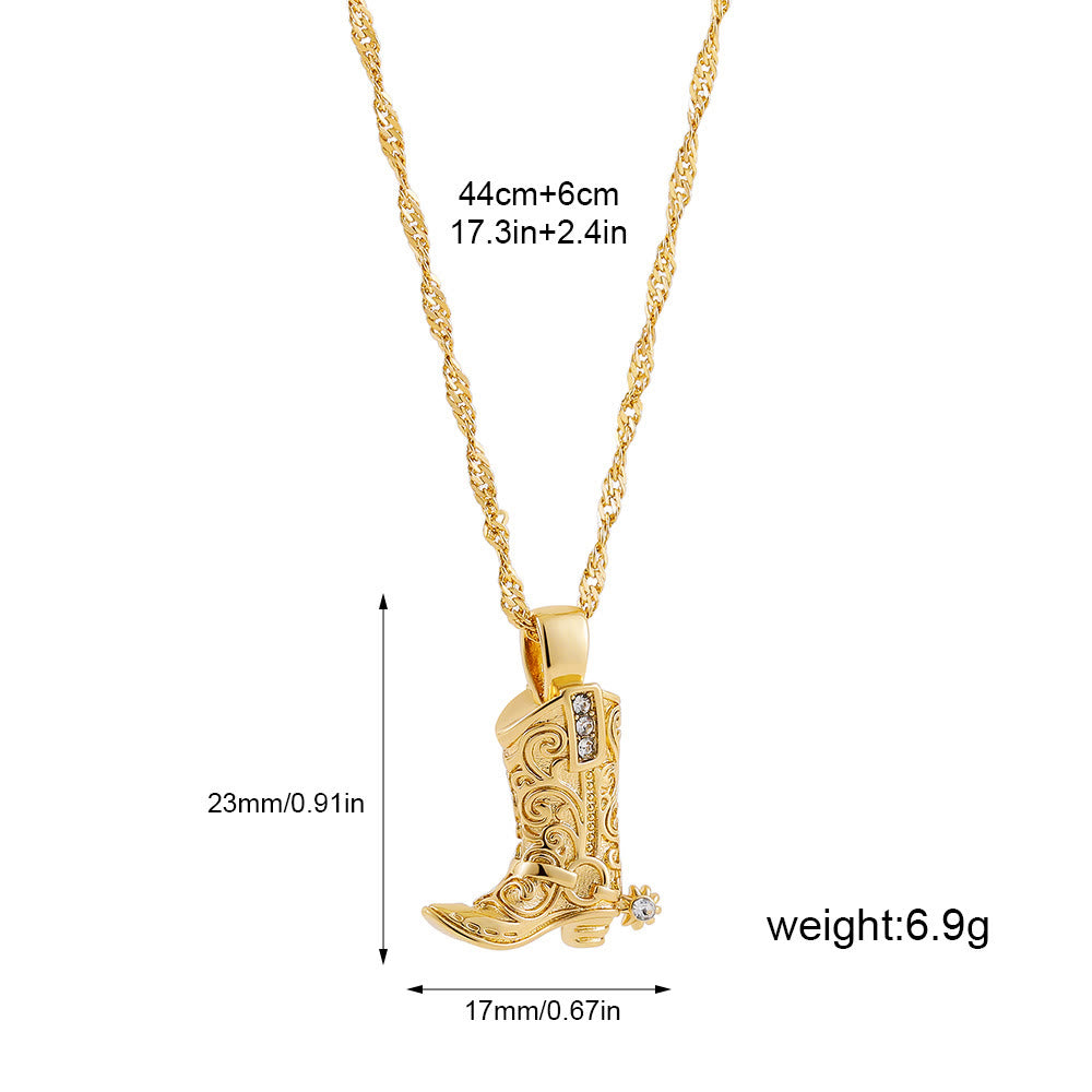 Collier pendentif exquis en forme de botte de cowboy dorée et d'étoiles. - Style n° 1 - image 1