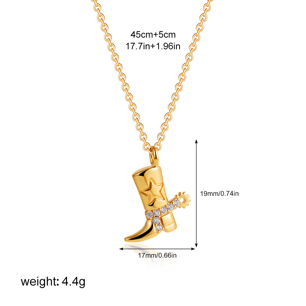 Collier pendentif exquis en forme de botte de cowboy dorée et d'étoiles. - Style n° 5 - image 7