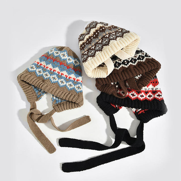 Sac bandoulière à bonnet tricoté à motifs rétro pour femme, à double usage - image 8